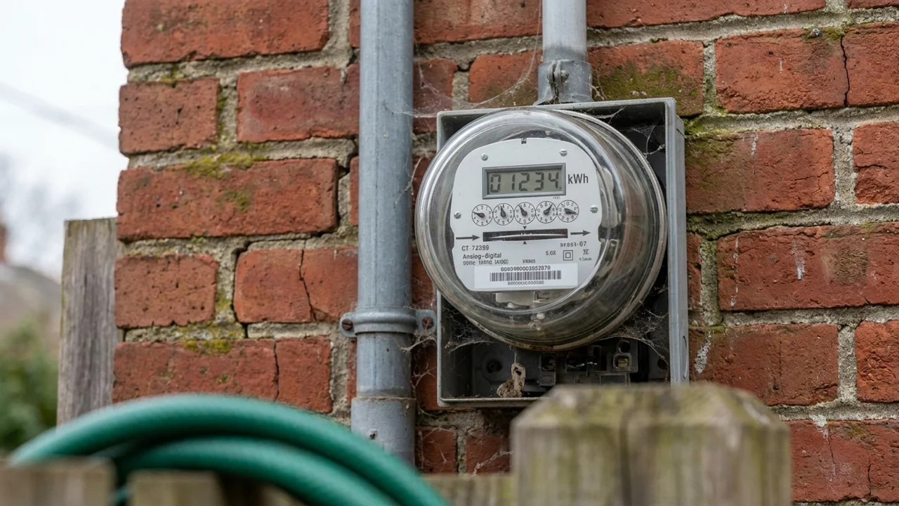 Close-up of a residential electricity meter